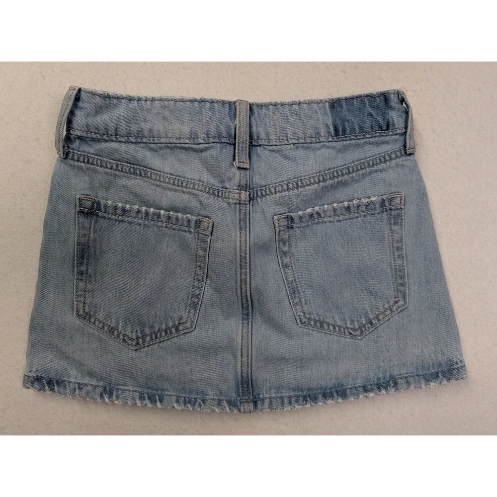 Hollister Womens Jean Mini Skirt Sz 000 23 Raw Hem Light Wash Blue